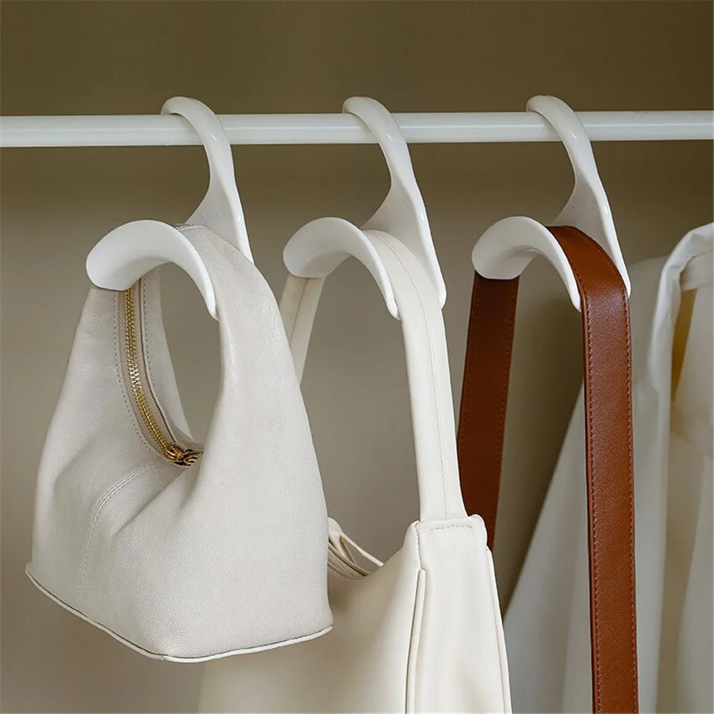 Arched PP Hooks Wardrobe Organizer Handbag Scarf Hat Storage Hanger - Black - 4
