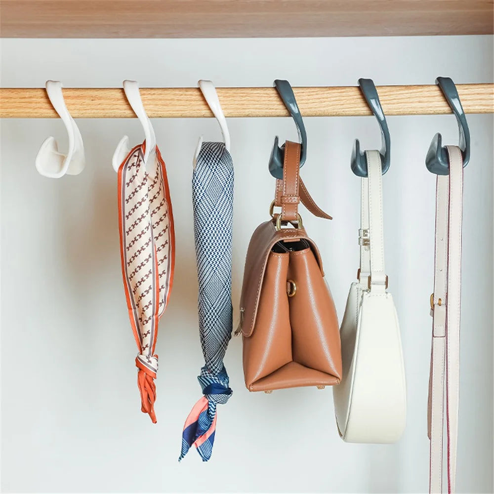 Arched PP Hooks Wardrobe Organizer Handbag Scarf Hat Storage Hanger - Black - 6