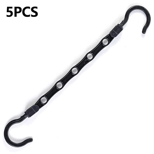 5Pcs Plastic Clothes Hanger 5 Hole Design Anti Slip Rotatable Space Saving Wardrobe Organizer - Black - 1