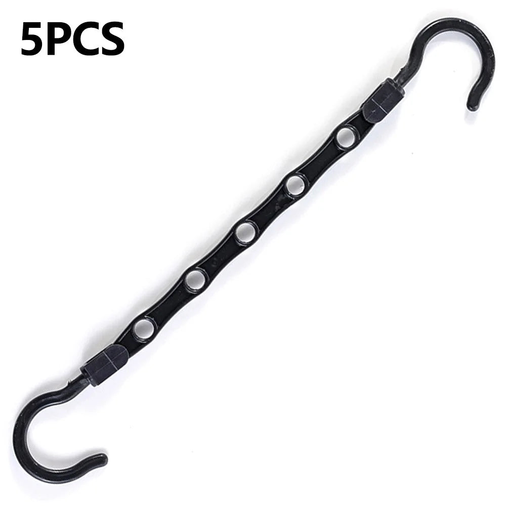 5Pcs Plastic Clothes Hanger 5 Hole Design Anti Slip Rotatable Space Saving Wardrobe Organizer - Black - 1