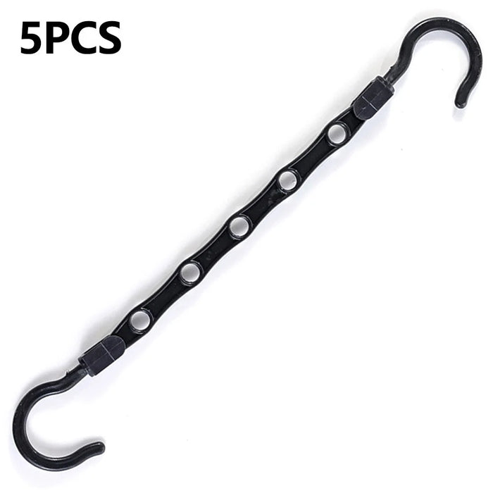 5Pcs Plastic Clothes Hanger 5 Hole Design Anti Slip Rotatable Space Saving Wardrobe Organizer - Black - 1
