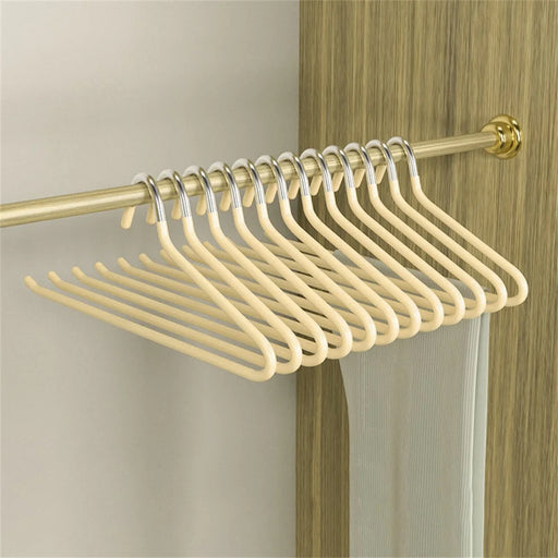 5Pcs Z Shaped Goose Neck Pants Hangers Closet Space Saving Non Slip Anti Wrinkle Trousers Organizer - Light Yellow - 1