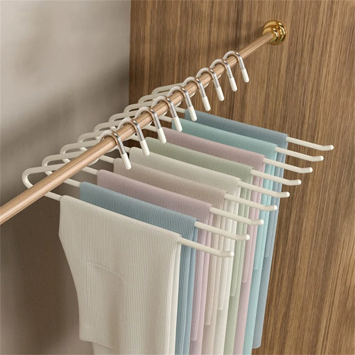5Pcs Z Shaped Goose Neck Pants Hangers Closet Space Saving Non Slip Anti Wrinkle Trousers Organizer - Light Yellow - 2