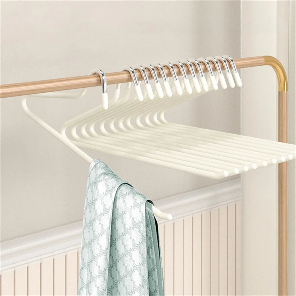 5Pcs Z Shaped Goose Neck Pants Hangers Closet Space Saving Non Slip Anti Wrinkle Trousers Organizer - Light Yellow - 5