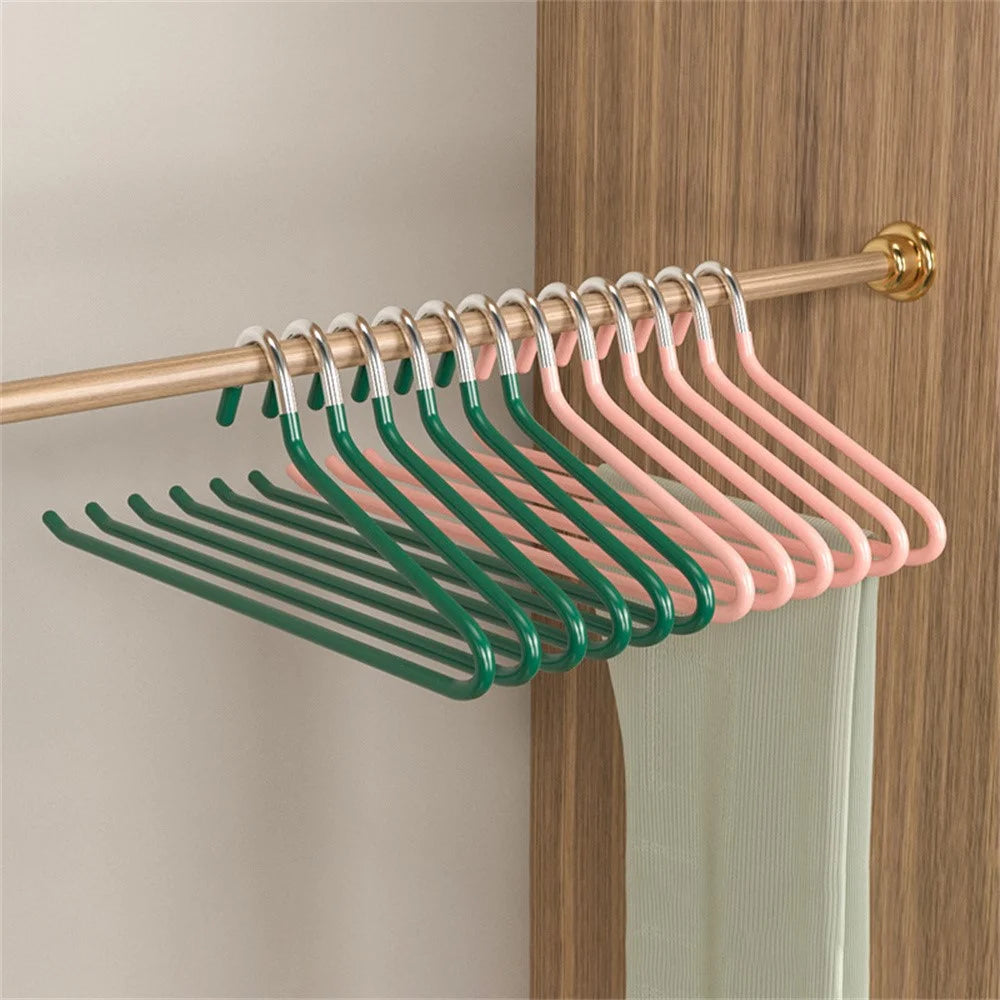 5Pcs Z Shaped Goose Neck Pants Hangers Closet Space Saving Non Slip Anti Wrinkle Trousers Organizer - Light Yellow - 7