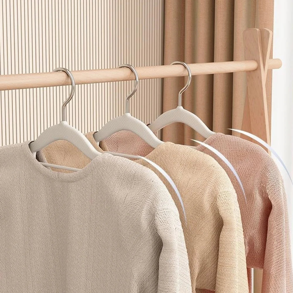 10Pcs Traceless Clothes Hangers Non Slip ABS Stainless Steel Wet Dry Use Wardrobe Organizer - Grey - 6