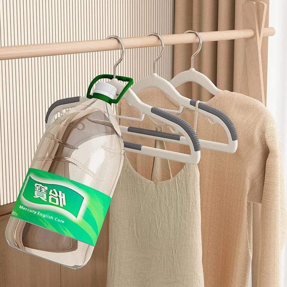 10Pcs Traceless Clothes Hangers Non Slip ABS Stainless Steel Wet Dry Use Wardrobe Organizer - Grey - 7