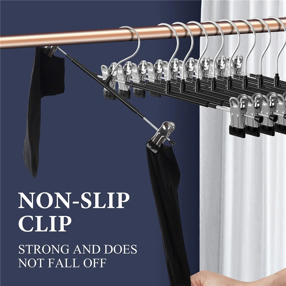 5Pcs Dual Clip Design Pants Underwear Hanger Non Slip High Manganese Steel Skirt Clothes Hanger - Black - 2