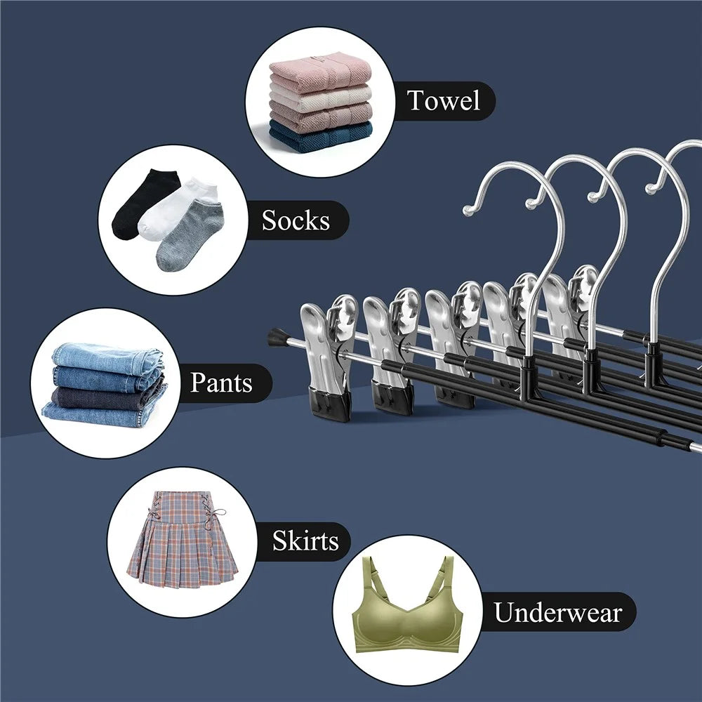 5Pcs Dual Clip Design Pants Underwear Hanger Non Slip High Manganese Steel Skirt Clothes Hanger - Black - 4