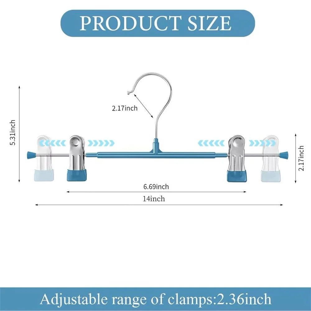 5Pcs Dual Clip Design Pants Underwear Hanger Non Slip High Manganese Steel Skirt Clothes Hanger - Black - 6