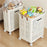 VISUALIZE Hollow Design Foldable Laundry Basket Dirty Clothes Storage Cart with Handles and Wheels Size XL - Cream White - 6