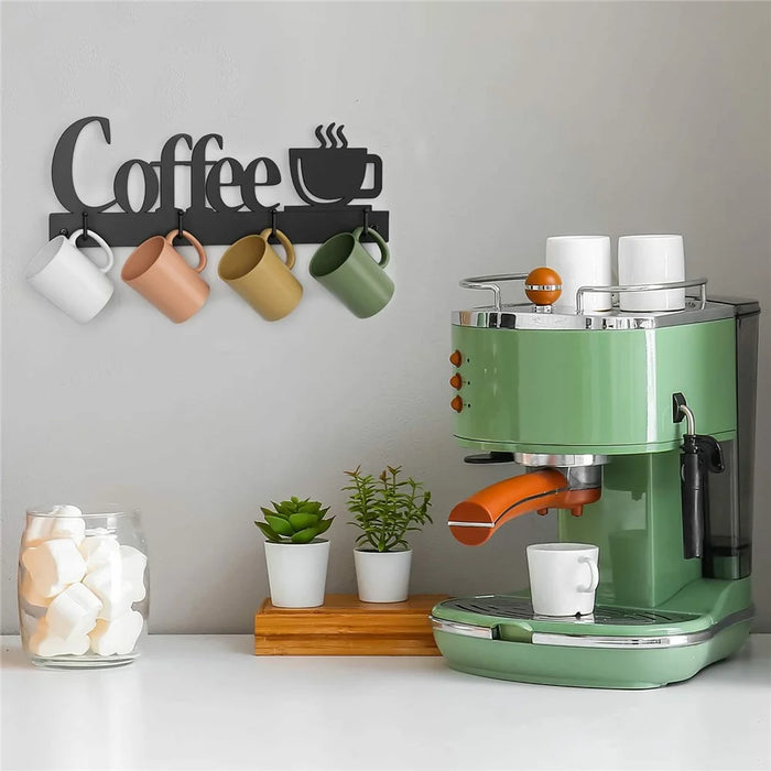 3Pcs Wall Mounted Coffee Mug Holder Rack with 12 Hooks Iron Art Tea Cup Hanger Organizer - 6