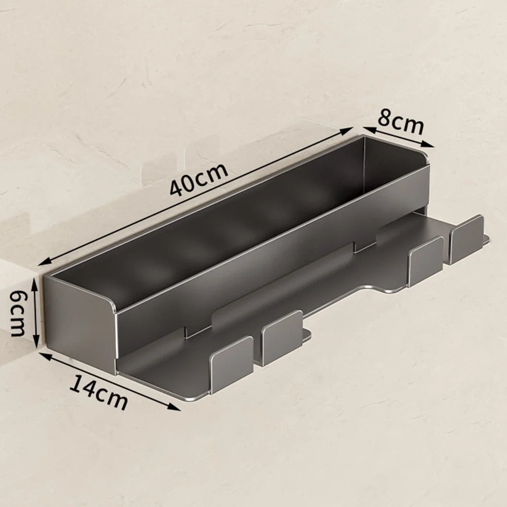 Stainless Steel Hair Styling Tool Organizer Wall Mounted Rack No Drill Storage Holder - Tarnish - 7