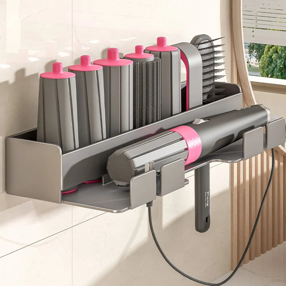 Stainless Steel Hair Styling Tool Organizer Wall Mounted Rack No Drill Storage Holder - Tarnish - 2