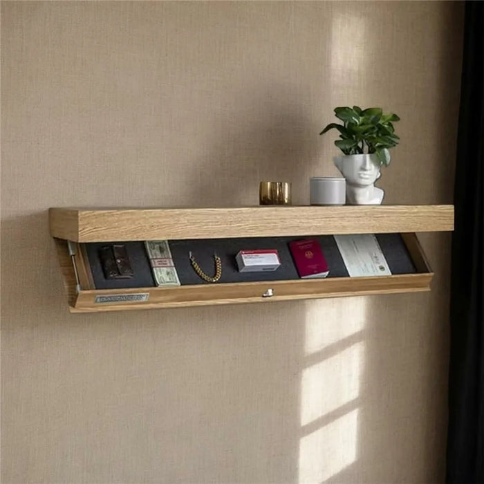 Wall Mount Floating Shelf Hidden Storage Box Secret Compartment Organizer for Home Office - Wood Color - 3