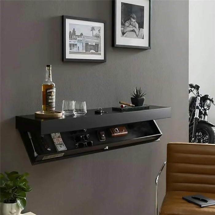 Wall Mount Floating Shelf Hidden Storage Box Secret Compartment Organizer for Home Office - Wood Color - 5