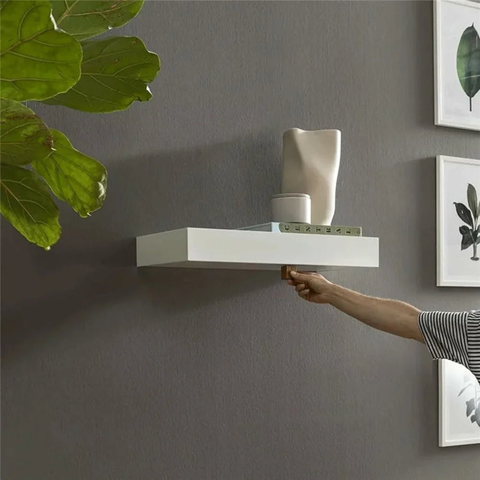 Wall Mount Floating Shelf Hidden Storage Box Secret Compartment Organizer for Home Office - Wood Color - 7