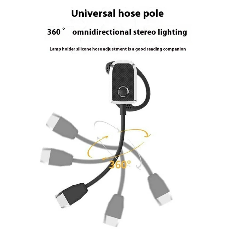 Ear Hook Reading Light Flexible Gooseneck Dimmable Book Light for Dormitory Study - Black - 3