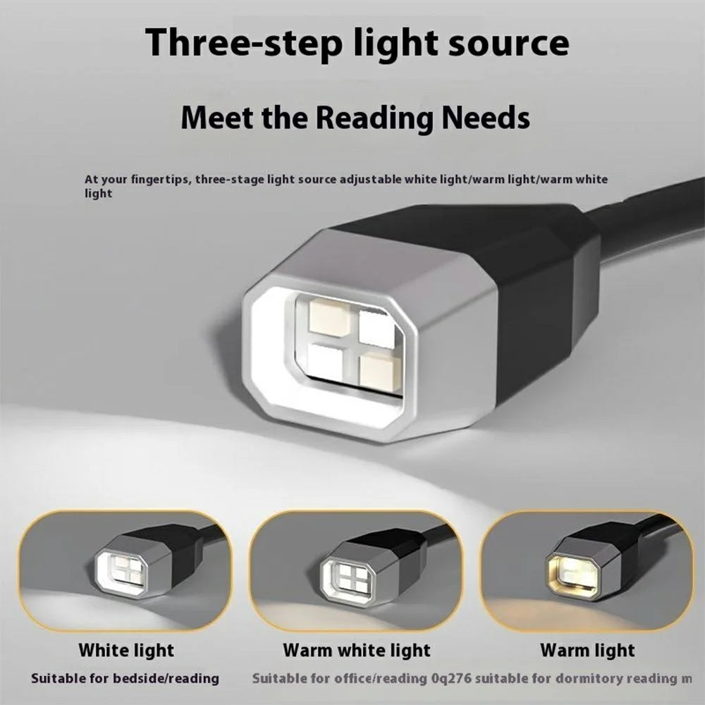 Ear Hook Reading Light Flexible Gooseneck Dimmable Book Light for Dormitory Study - Black - 4