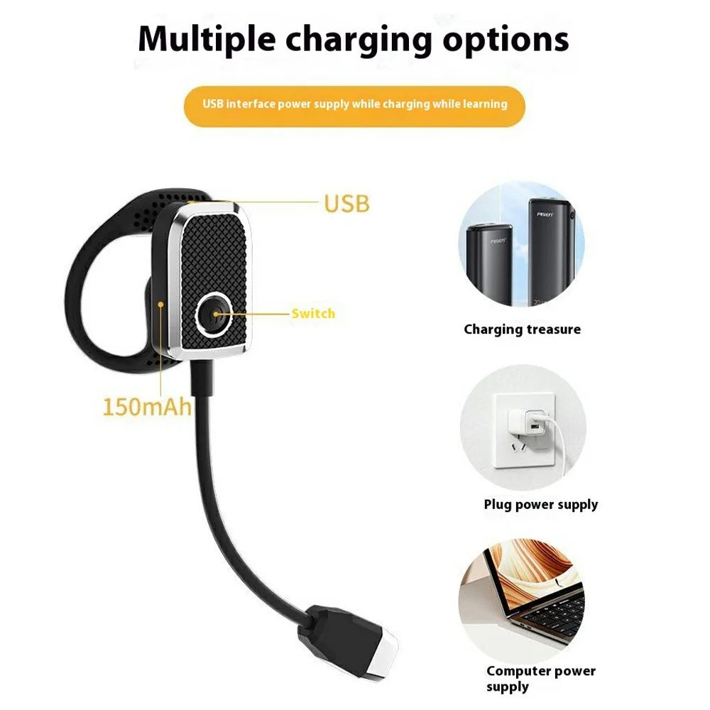 Ear Hook Reading Light Flexible Gooseneck Dimmable Book Light for Dormitory Study - Black - 5