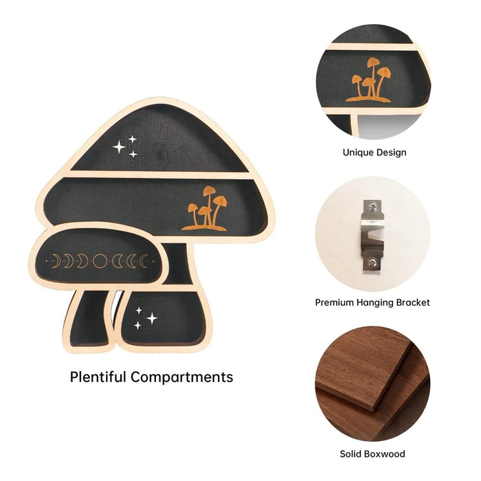 Mushroom Shape Wall Mounted Wooden Small Potted Plant Storage Shelf Ornament Display Rack - 2