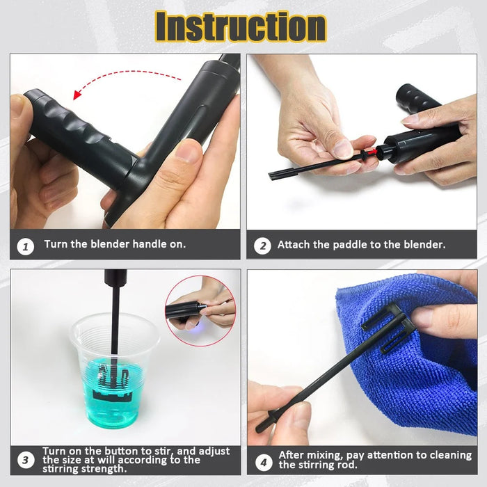 Foldable Electric Epoxy Resin Mixer Handheld Resin Stirrer with Adjustable Speed - Black - 4