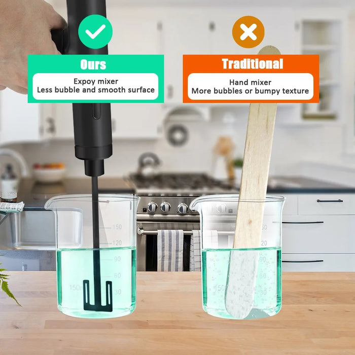 Foldable Electric Epoxy Resin Mixer Handheld Resin Stirrer with Adjustable Speed - Black - 7