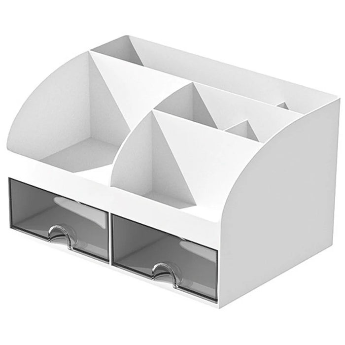 Plastic Desktop Organizer Rack Stationery Sundries Storage Box with Transparent Drawers - White - 1