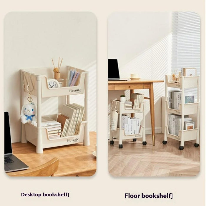 PP Storage Cart Under Desk Organizer Bookshelf Student Home Books Cosmetics Snacks Rack - 3