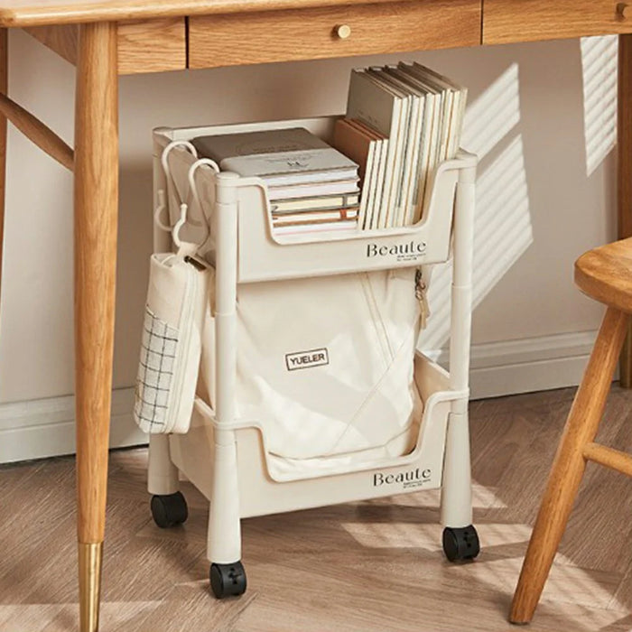 PP Storage Cart Under Desk Organizer Bookshelf Student Home Books Cosmetics Snacks Rack - 6