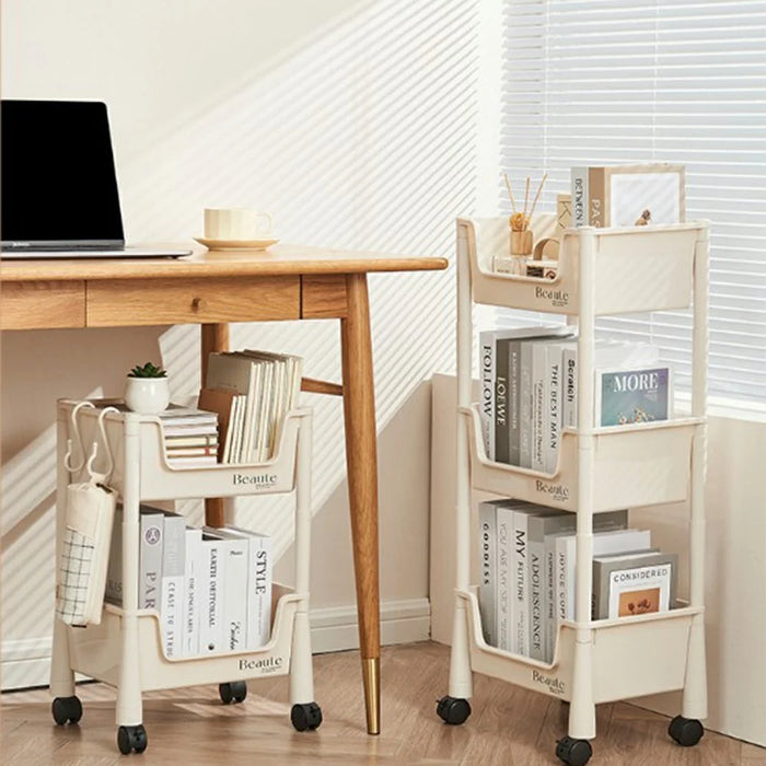 PP Storage Cart Under Desk Organizer Bookshelf Student Home Books Cosmetics Snacks Rack - 7