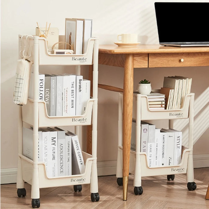 Slim 3-Tier Rolling Cart Storage Rack Under Desk Organizer for Home  /  Student Use with Wheels - 2