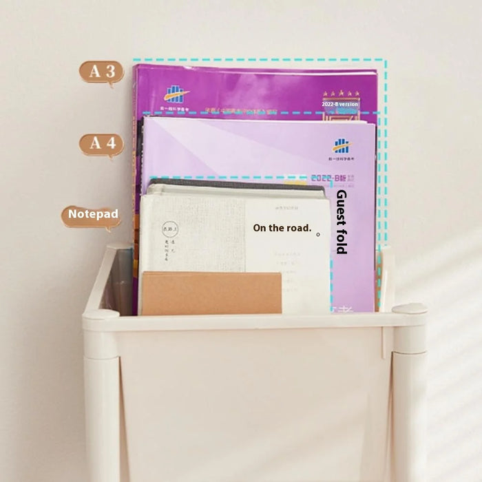 Slim 3-Tier Rolling Cart Storage Rack Under Desk Organizer for Home  /  Student Use with Wheels - 4