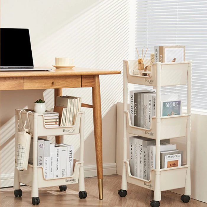 Slim 3-Tier Rolling Cart Storage Rack Under Desk Organizer for Home  /  Student Use with Wheels - 6