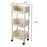 Slim 3-Tier Rolling Cart Storage Rack Under Desk Organizer for Home  /  Student Use with Wheels - 7