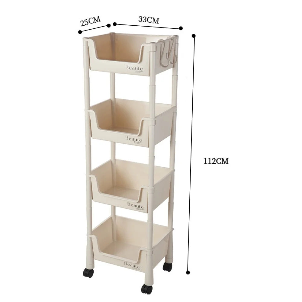 Slim 4-Tier Rolling Cart Storage Rack Under Desk Organizer for Home  /  Student Use with Wheels - 6