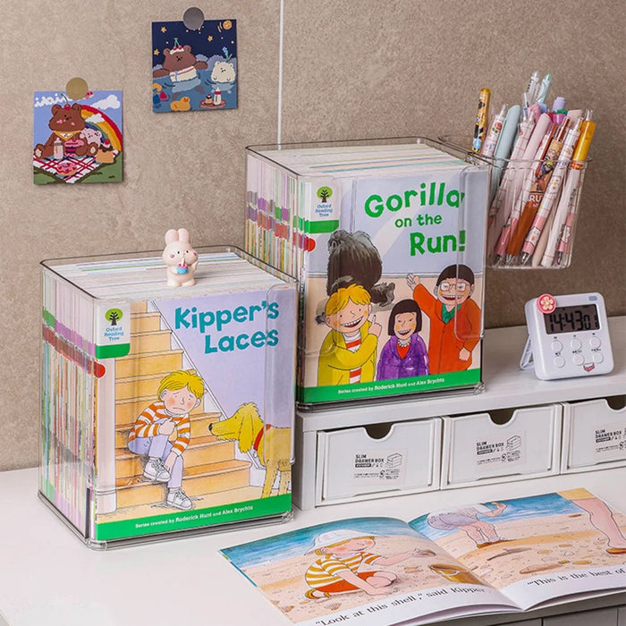Clear Children's Book Organizer Desktop Bookshelf Storage Box For Picture Books  /  Desk Organization - 2