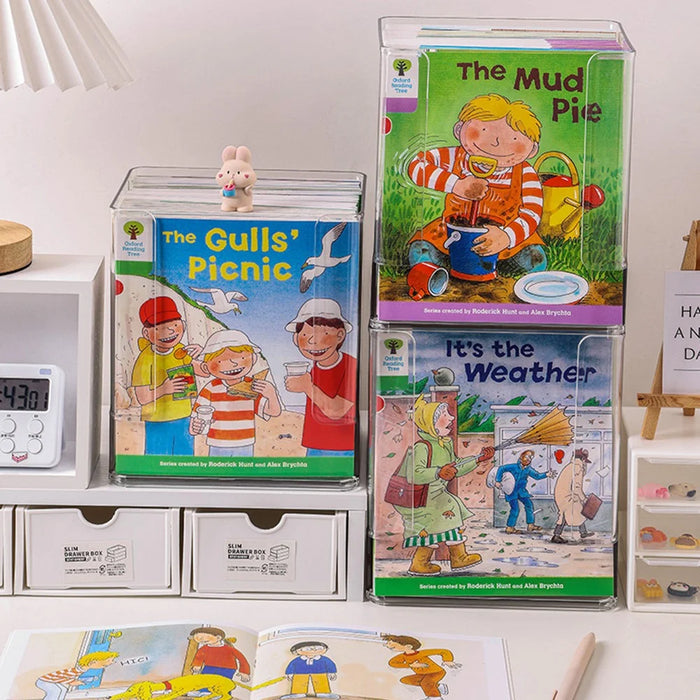 Clear Children's Book Organizer Desktop Bookshelf Storage Box For Picture Books  /  Desk Organization - 3