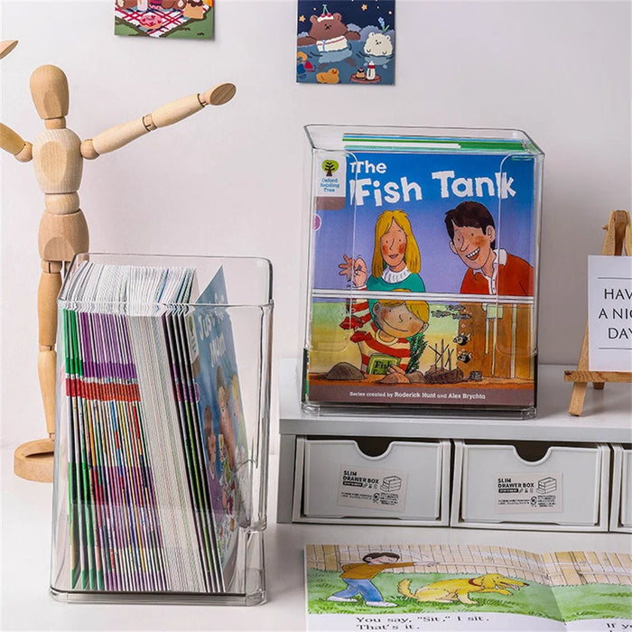 Clear Children's Book Organizer Desktop Bookshelf Storage Box For Picture Books  /  Desk Organization - 6