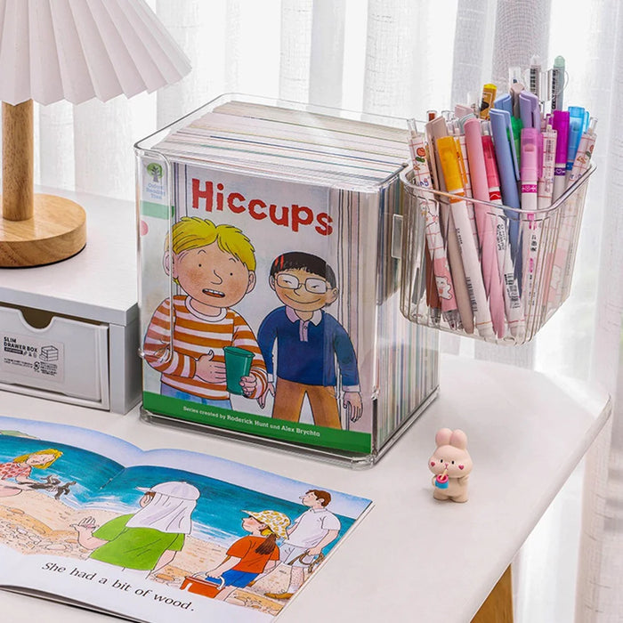 Clear Children's Book Organizer Desktop Bookshelf Storage Box For Picture Books  /  Desk Organization - 7