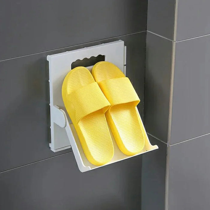 Vertical Shoe Rack No Drill Foldable Shoes Organizer for Entryway Bathroom Slippers Storage Shelf - White - 5