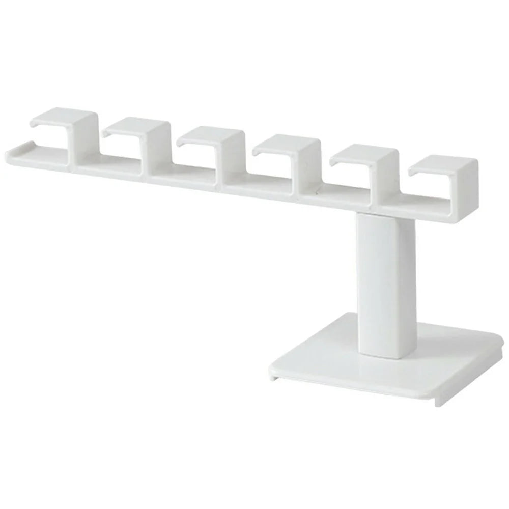 6 Hooks Adhesive L Shape Hanger Plastic Storage Rack for Cabinet No Drill Organizer - 1