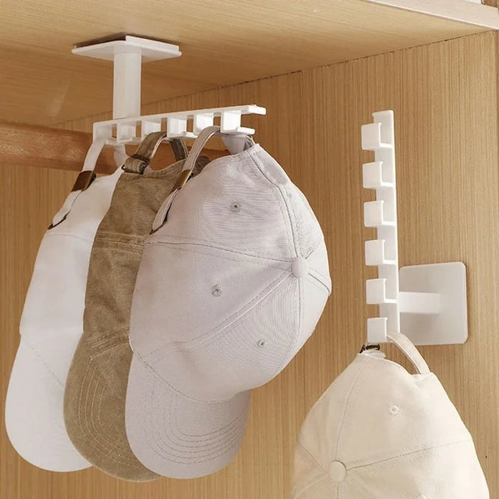 6 Hooks Adhesive L Shape Hanger Plastic Storage Rack for Cabinet No Drill Organizer - 3