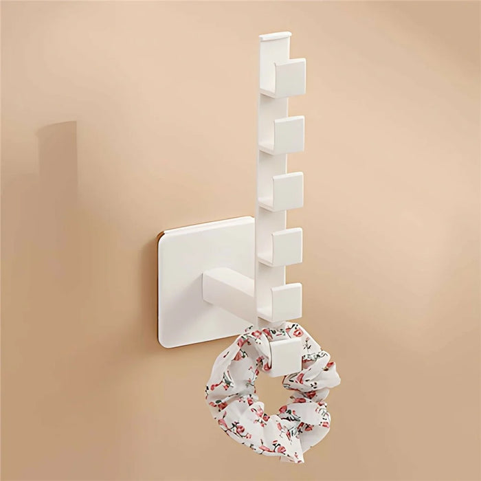 6 Hooks Adhesive L Shape Hanger Plastic Storage Rack for Cabinet No Drill Organizer - 6