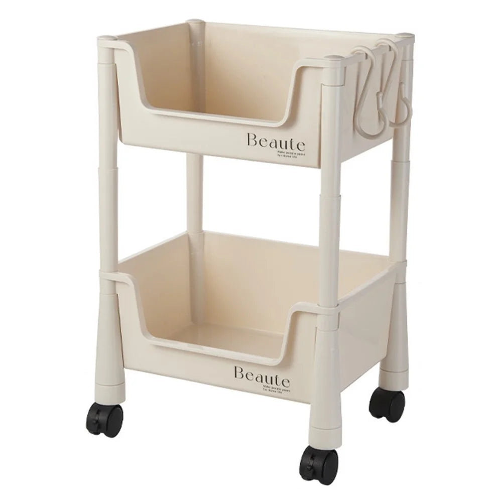 2 Tier Rolling Storage Rack Under Desk Organizer with Wheels for Home / Dormitory - 1