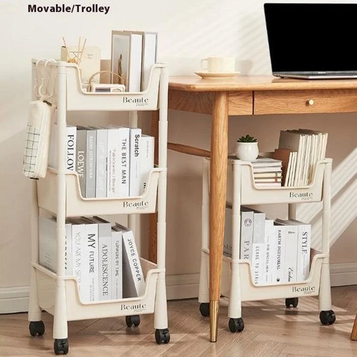 2 Tier Rolling Storage Rack Under Desk Organizer with Wheels for Home / Dormitory - 4