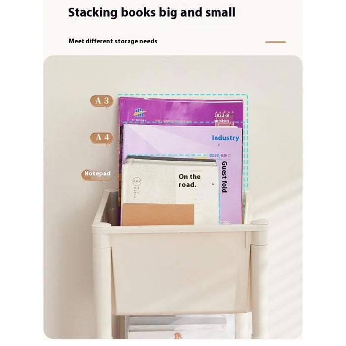 2 Tier Rolling Storage Rack Under Desk Organizer with Wheels for Home / Dormitory - 5