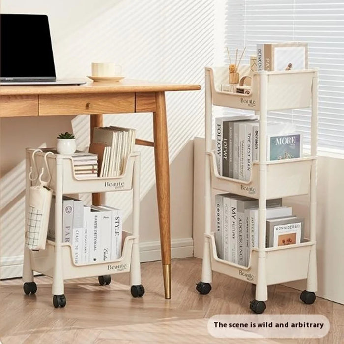 2 Tier Rolling Storage Rack Under Desk Organizer with Wheels for Home / Dormitory - 6
