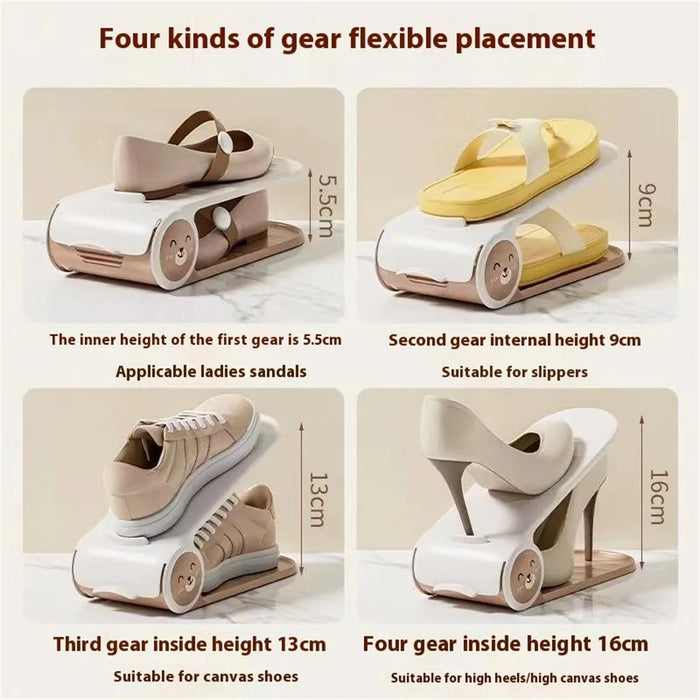 Adjustable Double Layer PP Shoe Rack Organizer Home Space Saving Shoe Holder - Good Bear - 4
