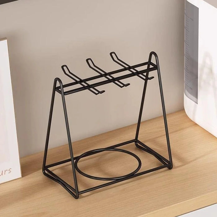 Cup Holder Stand Iron Art Kitchen Storage Rack Coffee Mug Organizer Dish Display Shelf - Black - 5
